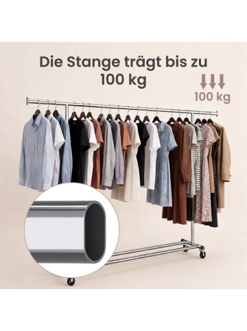 SONGMICS Kleiderständer Pataye in Silbern - (B)45 x (H)161.5 x (T)200 cm