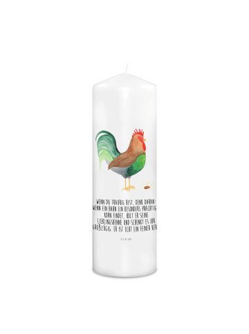 Mr. & Mrs. Panda Wachskerze Hahn Korn mit Spruch in Weiß