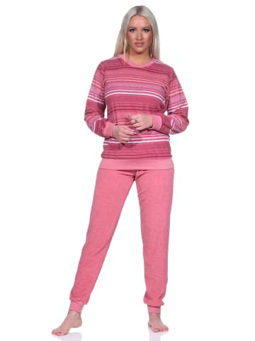 NORMANN Frottee Schlafanzug Bündchen  Streifendesign - 75868 in altrose