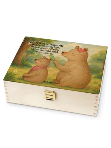 Mr. & Mrs. Panda Teebox Holz Bär Kind Design mit Spruch in Weiß