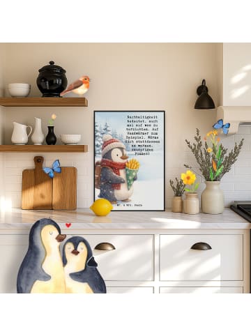 Mr. & Mrs. Panda Poster Pinguin Winter Pommes Design mit Spruch in Weiß