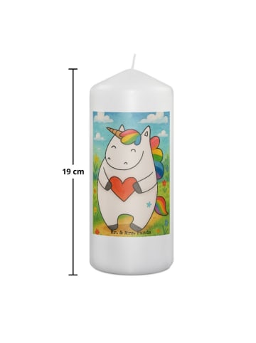 Mr. & Mrs. Panda Kerze Einhorn Herz Design ohne Spruch in Weiß