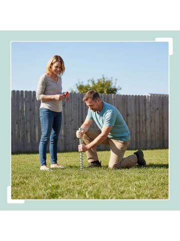 relaxdays Bodenhülse in Silber/ Rot - (H)55 x Ø7 cm