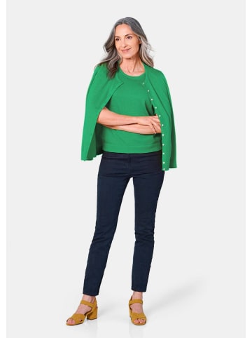 GOLDNER Kurzgröße:  Figurnahes Twin-Set aus Pima-Baumwolle in grün