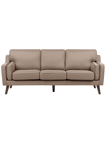 Beliani 3-Sitzer Sofa LOKKA in Braun/Heller Holzfarbton - (W) 204 x (H) 85 x (L) 83 cm