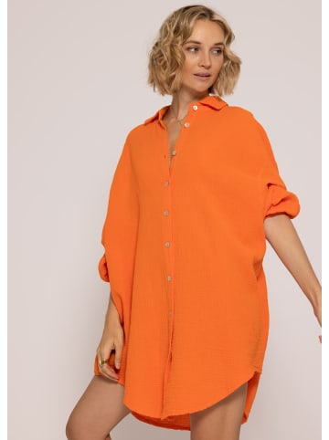SASSYCLASSY Ultra Oversize Musselin-Blusenhemd lange Variante in Orange