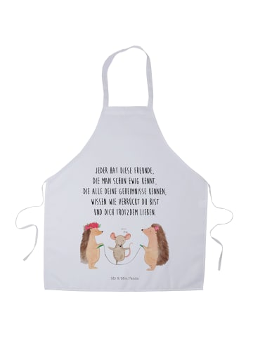 Mr. & Mrs. Panda Schürze Igel Seilhüpfen mit Spruch in Weiß