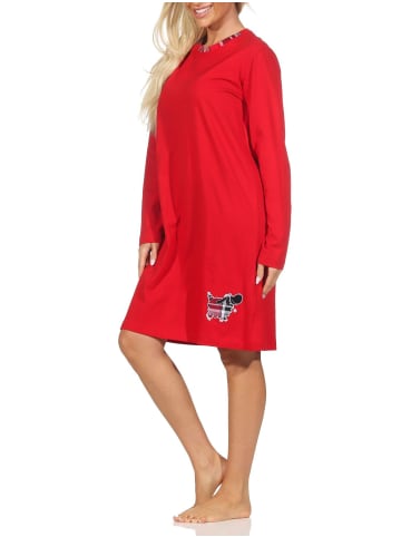NORMANN Langarm Nachthemd Tiermotiv - 87578 in rot