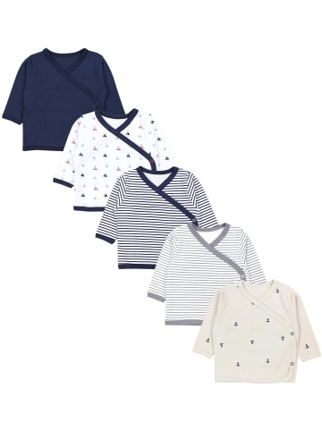 TupTam Baby Langarm Wickelshirt 5er Set in beige/blau