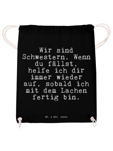 Mr. & Mrs. Panda Jutebeutel Wir sind Schwestern. Wenn... mit Spruch in Schwarz