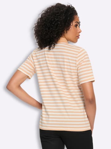 Sieh an! Poloshirt in apricot-weiß-geringelt