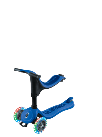 GLOBBER 3in1 Aufsitzrad, Laufrad, Scooter GO-UP SPORTY LIGHTS in dunkelblau