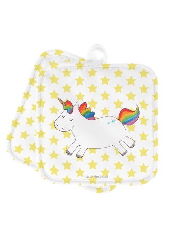 Mr. & Mrs. Panda Topflappen Einhorn Happy ohne Spruch in Weiß