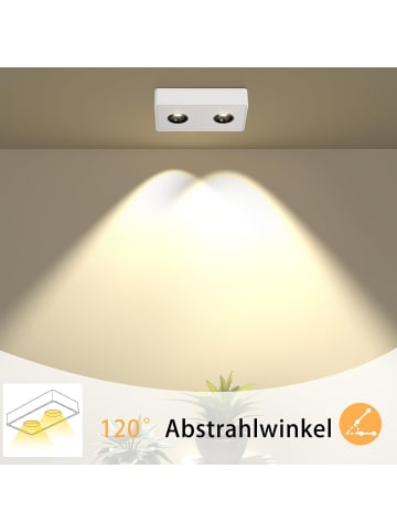 ZMH Deckenleuchte LED 2-flammige eckig in weiß 11W Warmweiß Deckenspot L 22.2cm