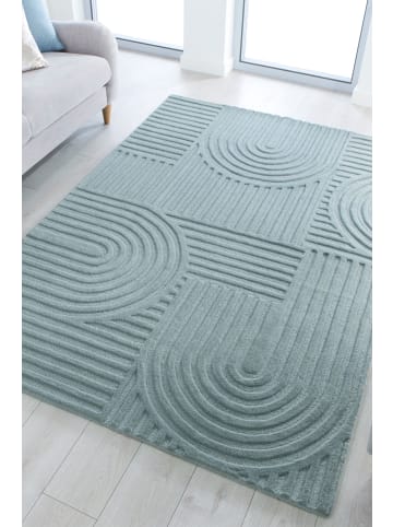 KADIMA DESIGN Handgetufteter Wollteppich in Pastellfarben in Türkis