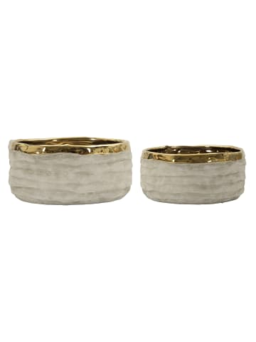 Mauro Ferretti Grauer Keramik-Übertopf, zweiteiliges Set, Ø 22,5 x 10,5 - 18 x 8,5