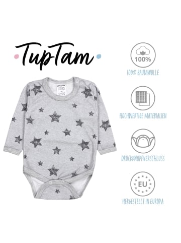 TupTam Jungen Baby Body Langarm 5er Pack in grau/weiß