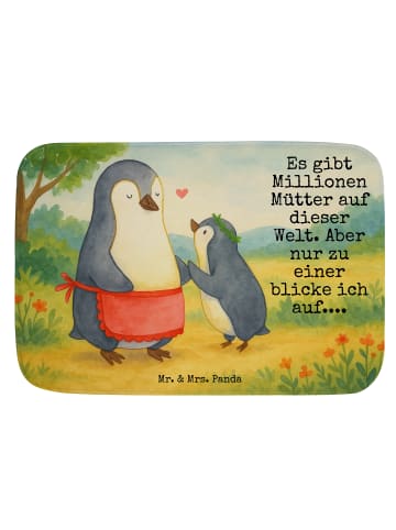Mr. & Mrs. Panda Badematte Pinguin mit Kind Design mit Spruch in Weiß