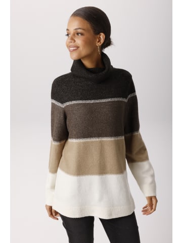 Aniston CASUAL Strickpullover in dunkelbraun-braun-hellbraun-wollweiß