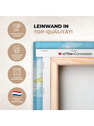 OnlyWow Leinwand Bilder Detailreiche Weltkarte