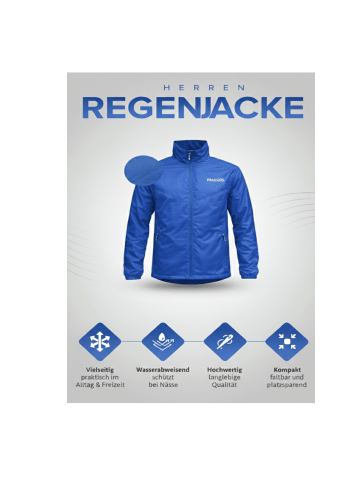 PAULGOS Herren Regenjacke Funktionsjacke in Blau