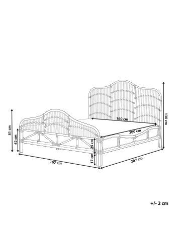 Beliani Doppelbett DOMEYROT in Braun - (W) 167 x (H) 130 x (L) 207 cm
