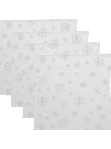 Erwin Müller Jacquard, Baumwollmischung Serviette 4er-Pack Marbella in weiß