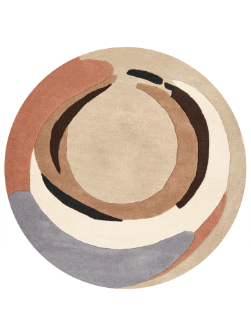 Beliani Kurzflor SARGODHA in Bunt/Beige/Grau - (W) 140 x (L) 140 cm