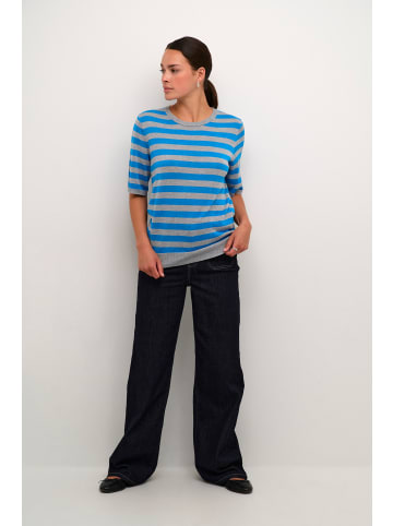 Kaffe Strickpullover KAankra in Grey M./Malibue Blue Stripe
