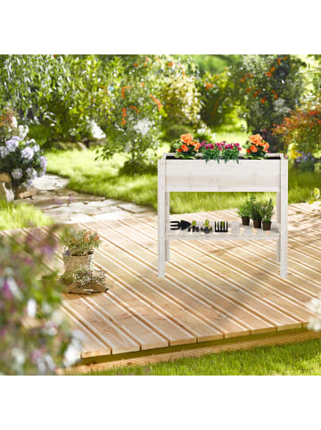 relaxdays Hochbeet in Weiß - (B)88 x (H)80 x (T)44 cm
