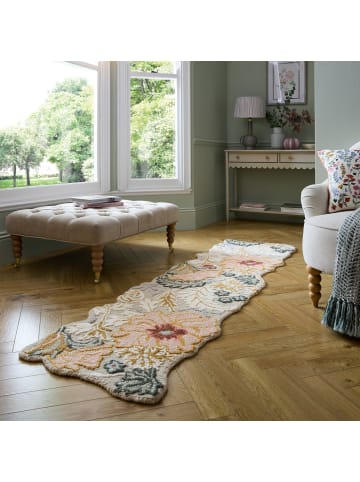 KADIMA DESIGN Wollteppich Shaped Botanisch Floral, Wohnzimmer in Hellrosa