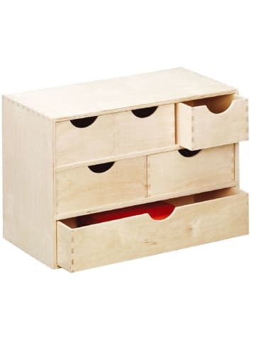 Zeller Behälter für Kleinteile, 6 Schubladen in Beige, (B) 20 x (H) 28 x (L) 40 cm