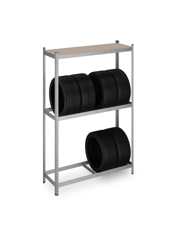 relaxdays Reifenregal in Silber - (B)120 x (H)180 x (T)40 cm