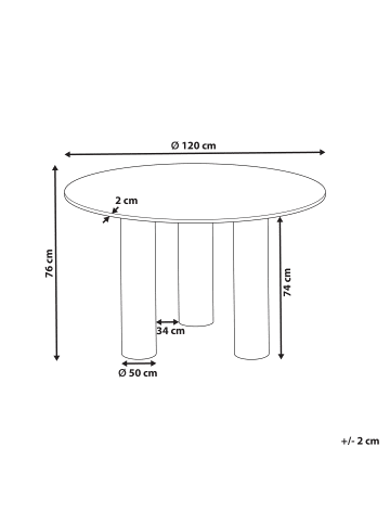 Beliani Esszimmertisch ORIN in Braun - (W) 120 x (H) 76 x (L) 120 cm