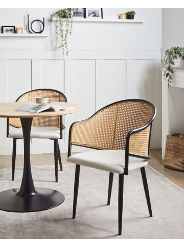 Beliani 2er-Set Esszimmerstuhl WEIMAR in Schwarz/Weiß