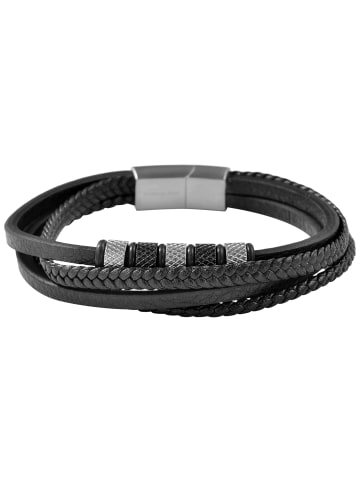 Adeliás Unisex Armband – Lederarmband aus Leder 23 cm in schwarz