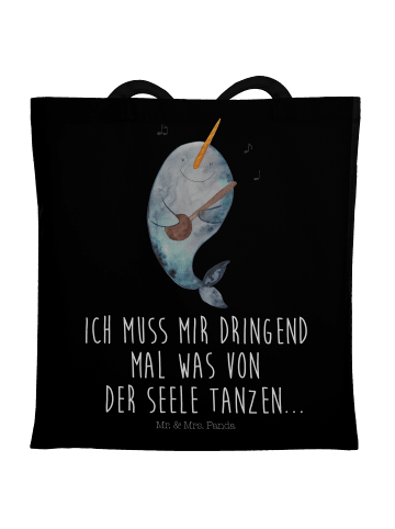 Mr. & Mrs. Panda Tragetasche Narwal Gitarre mit Spruch in Schwarz