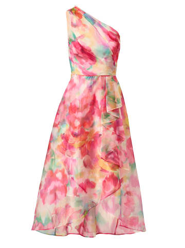 Adrianna Papell Mittellanges Sommerkleid Printed High Low Dress in Ivory Multi
