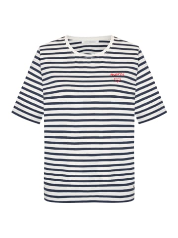 BETTY & CO Basic Shirt mit Ringel in Weiß/Dunkelblau