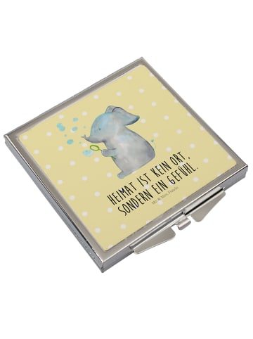 Mr. & Mrs. Panda Schminkspiegel Elefant Seifenblasen mit Spruch in Gelb Pastell