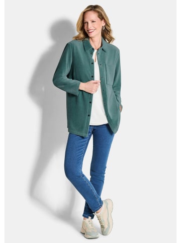 GOLDNER Kurzgröße:  Cordhemd Weiche Hemdbluse mit Stretchkomfort in graugrün