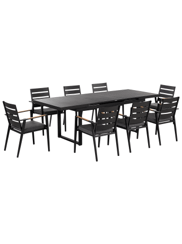 Beliani 17-tlg Gartentisch Set VALCANETTO/TAVIANO in Schwarz/Grau/Braun