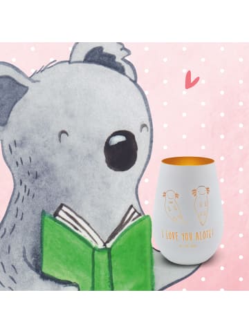Mr. & Mrs. Panda Gold Windlicht Axolotl Liebe mit Spruch in Weiß