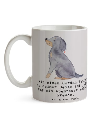 Mr. & Mrs. Panda Teetasse Gordon Setter Freude mit Spruch in Grau Pastell