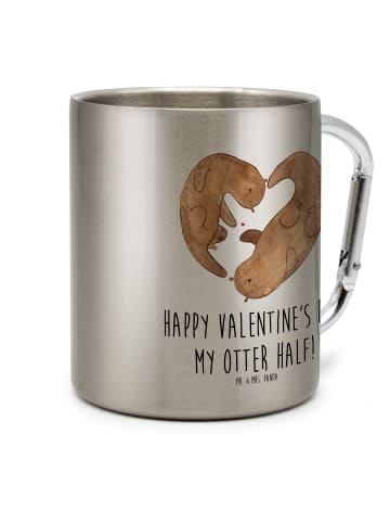 Mr. & Mrs. Panda Becher Otter Valentine mit Spruch in Silber