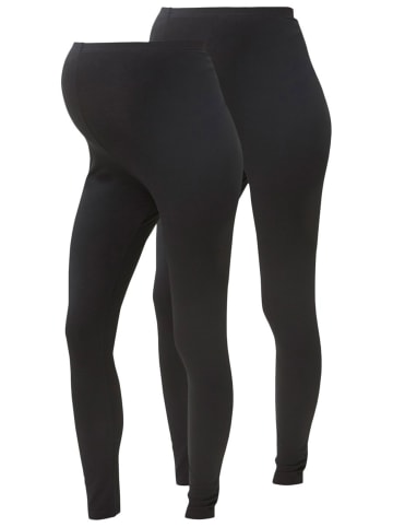 mama licious 2er Umstands Leggings Bauch Yoga Hose für Schwangere in Schwarz