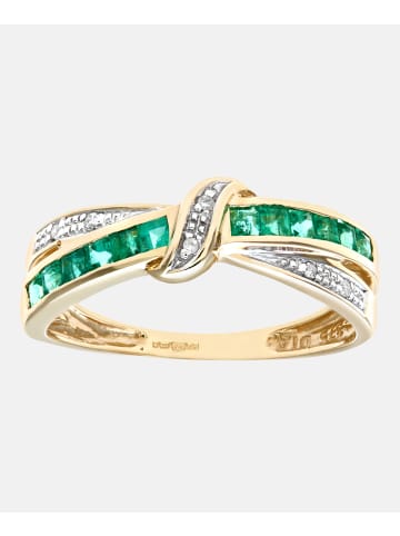 Diamant L'éternel Ring aus 375 Gelbgold mit Diamant mit Smaragd