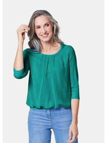 GOLDNER Chiffon-Shirt mit 3/4-Arm, Rundhals in smaragdgrün