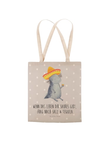 Mr. & Mrs. Panda Shopping Bag Axolotl Tequila mit Spruch in Grau Pastell