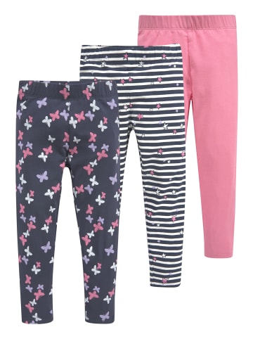 Kidsworld Leggings in bunt-gemustert/pink-uni/blau-weiß-gestreift